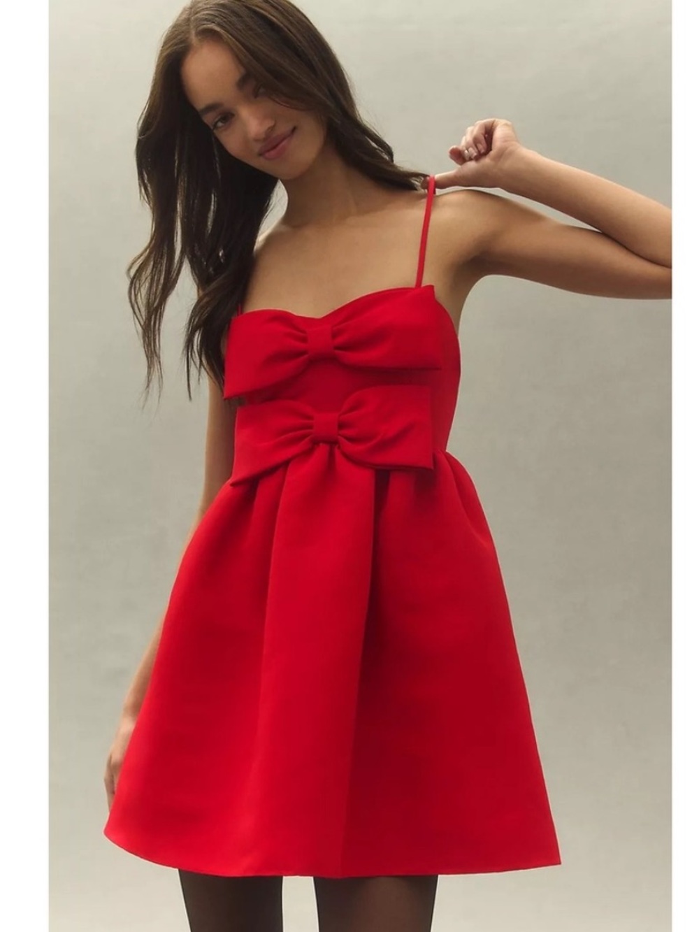 Sachin & Babi Sloane Double Bow Dress Womens Large Red NWT Mini Spaghetti